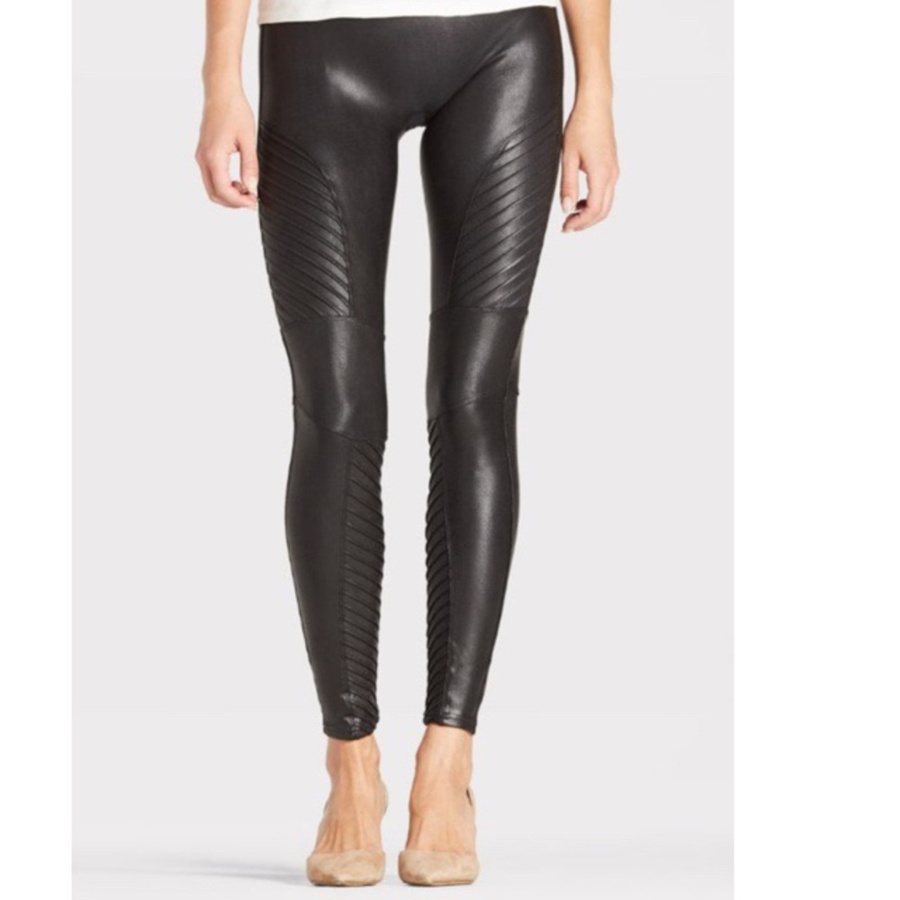 SPANX Faux Leather Moto Leggings Medium